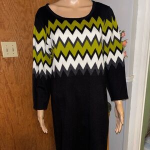 Sandra Darren XL Chevron Knit Sweater Dress